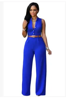 V-neck wide leg pants rompers women jumpsuit