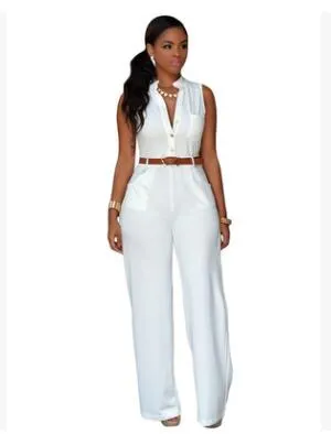 V-neck wide leg pants rompers women jumpsuit