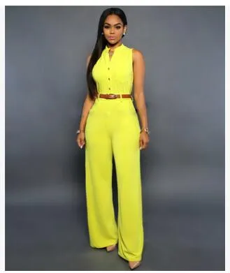 V-neck wide leg pants rompers women jumpsuit