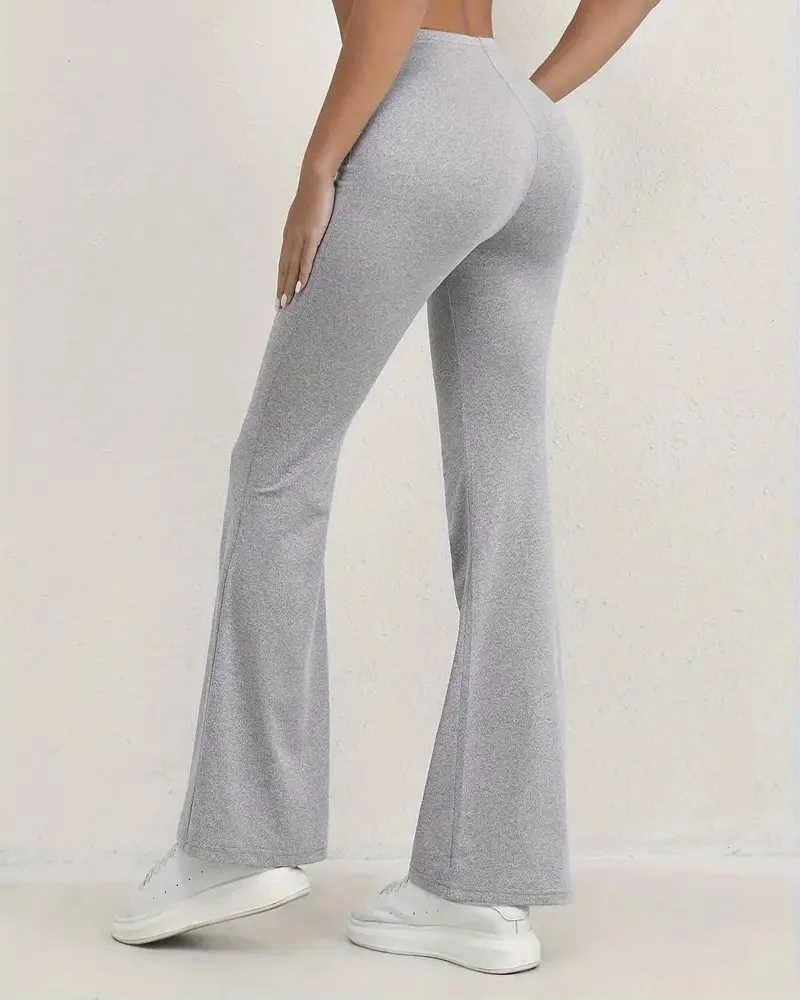 V-Waist Slim Micro Flared Trousers