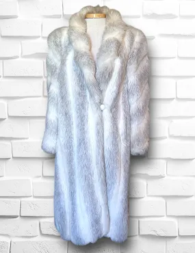 Vintage 1970’s Avec Tu Faux Fur Grey & White Long Overcoat