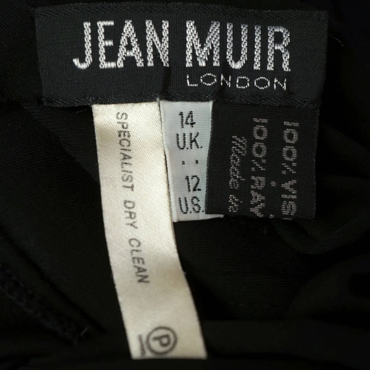 Vintage Jean Muir London Black Viscose Jersey Jumpsuit Size L 12 As Is