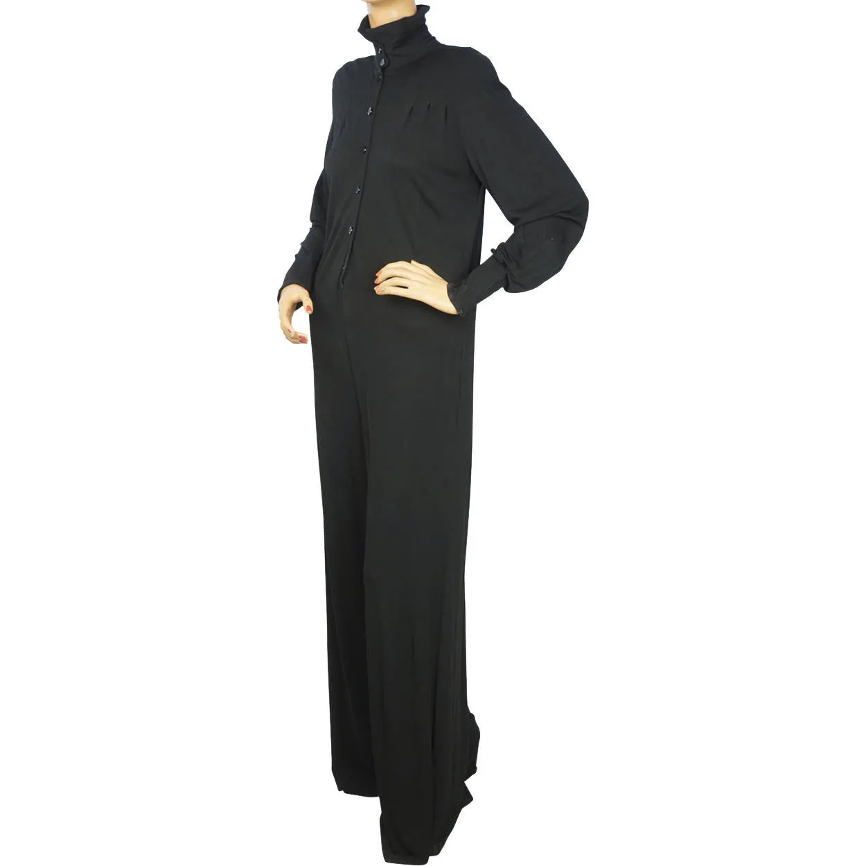 Vintage Jean Muir London Black Viscose Jersey Jumpsuit Size L 12 As Is