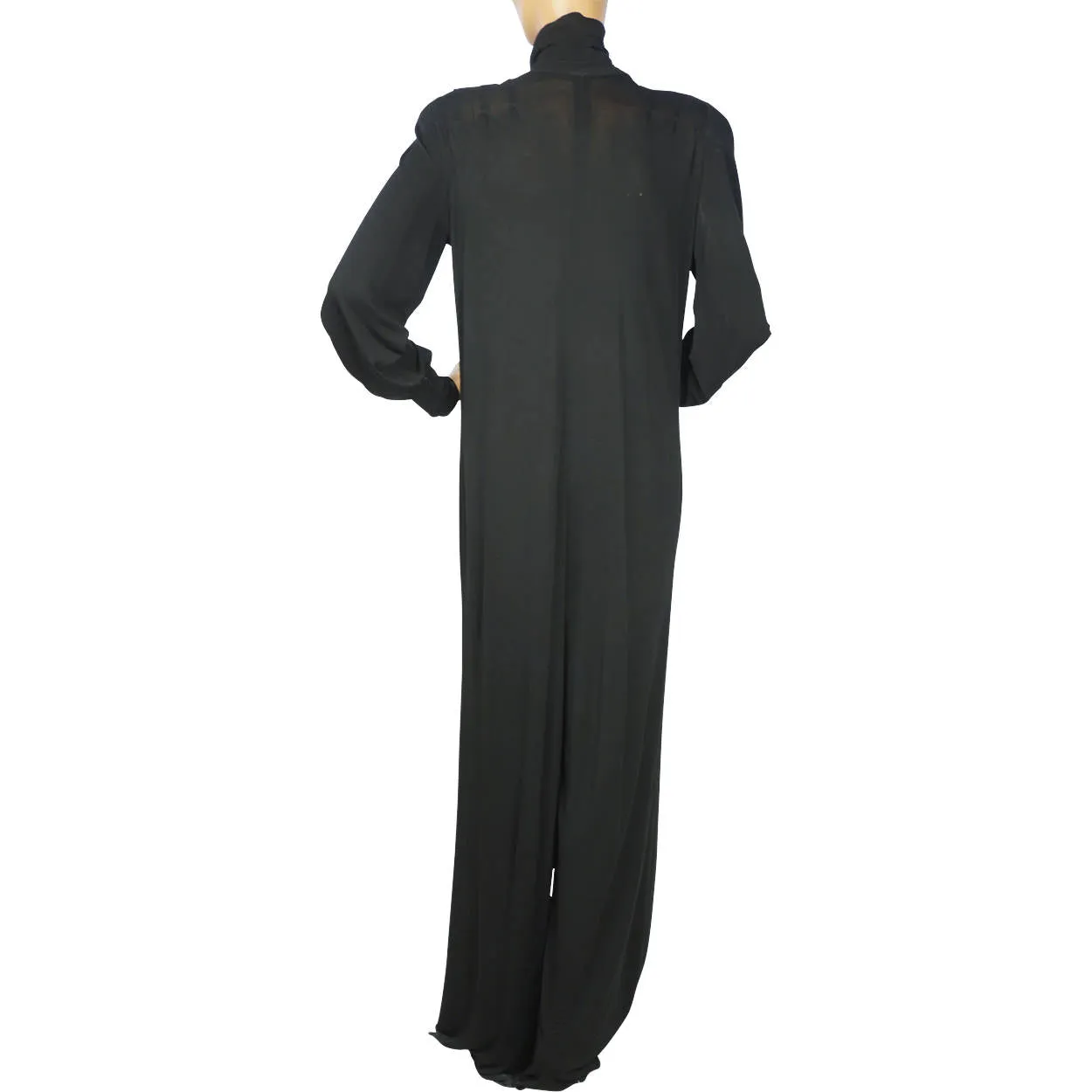 Vintage Jean Muir London Black Viscose Jersey Jumpsuit Size L 12 As Is