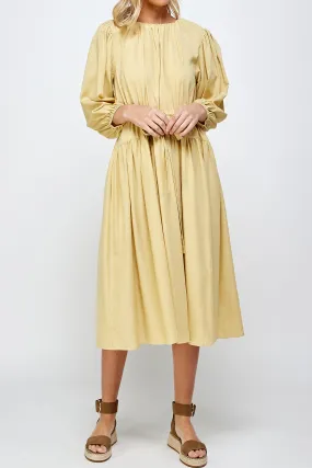 Volume sleeve midi dress