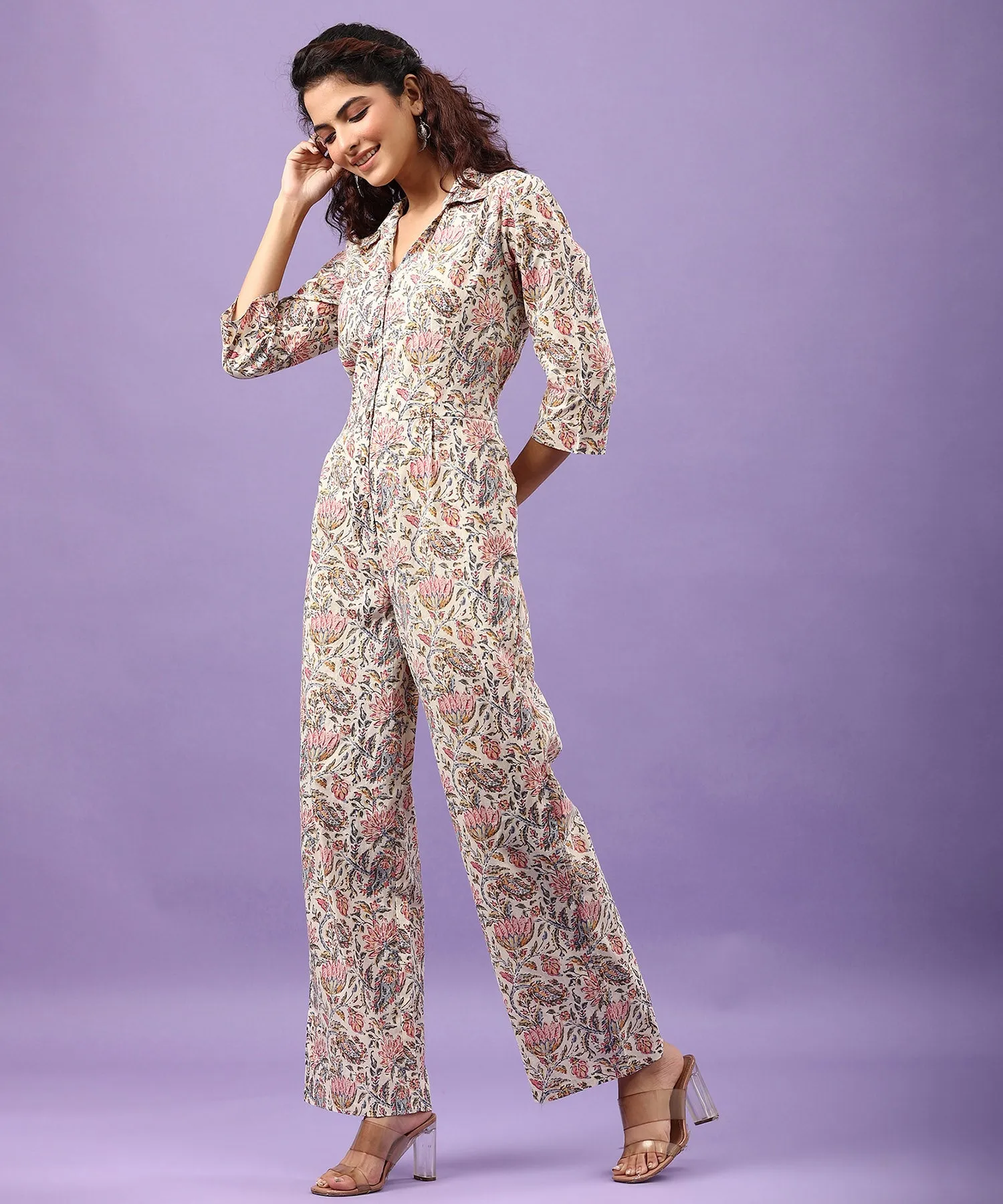 White Bloom Cotton Jumpsuit