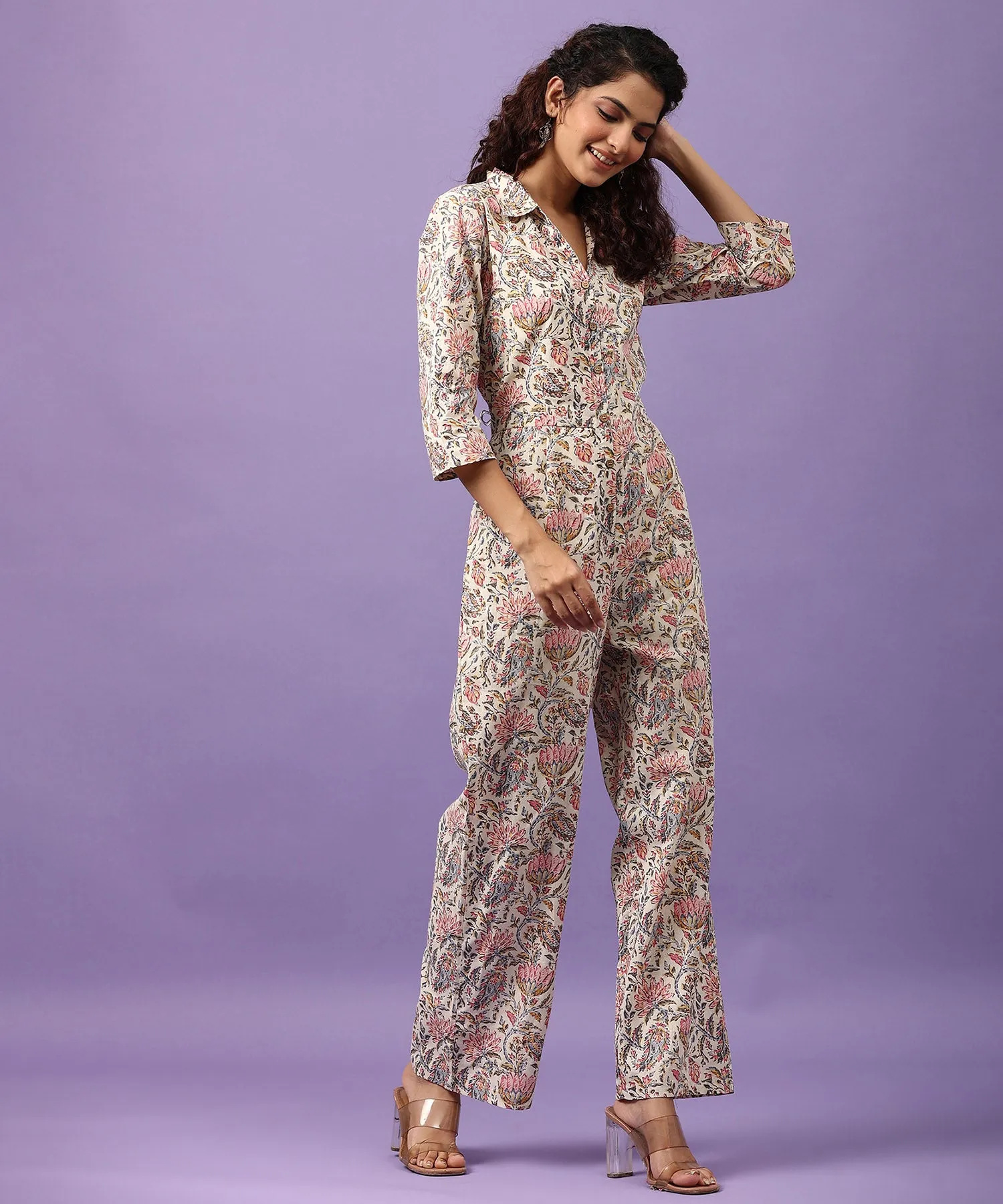 White Bloom Cotton Jumpsuit