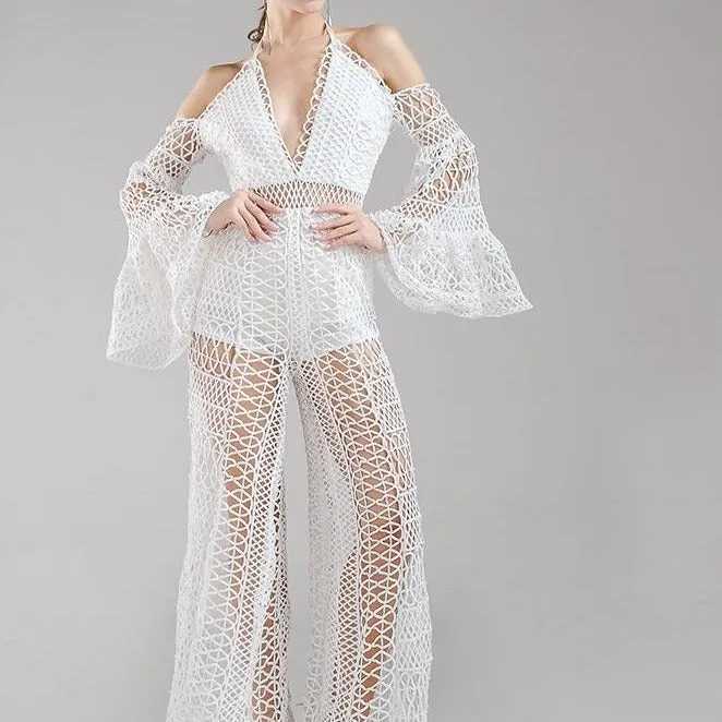 White Crochet Jumpsuit