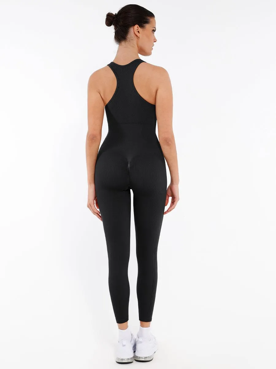 Wholesale Seamless Zip Front Full-Length Racerback 2-in-1 Sport Shaping Jumpsuit