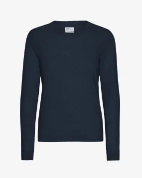 Women Light Merino Wool Crew - Navy Blue