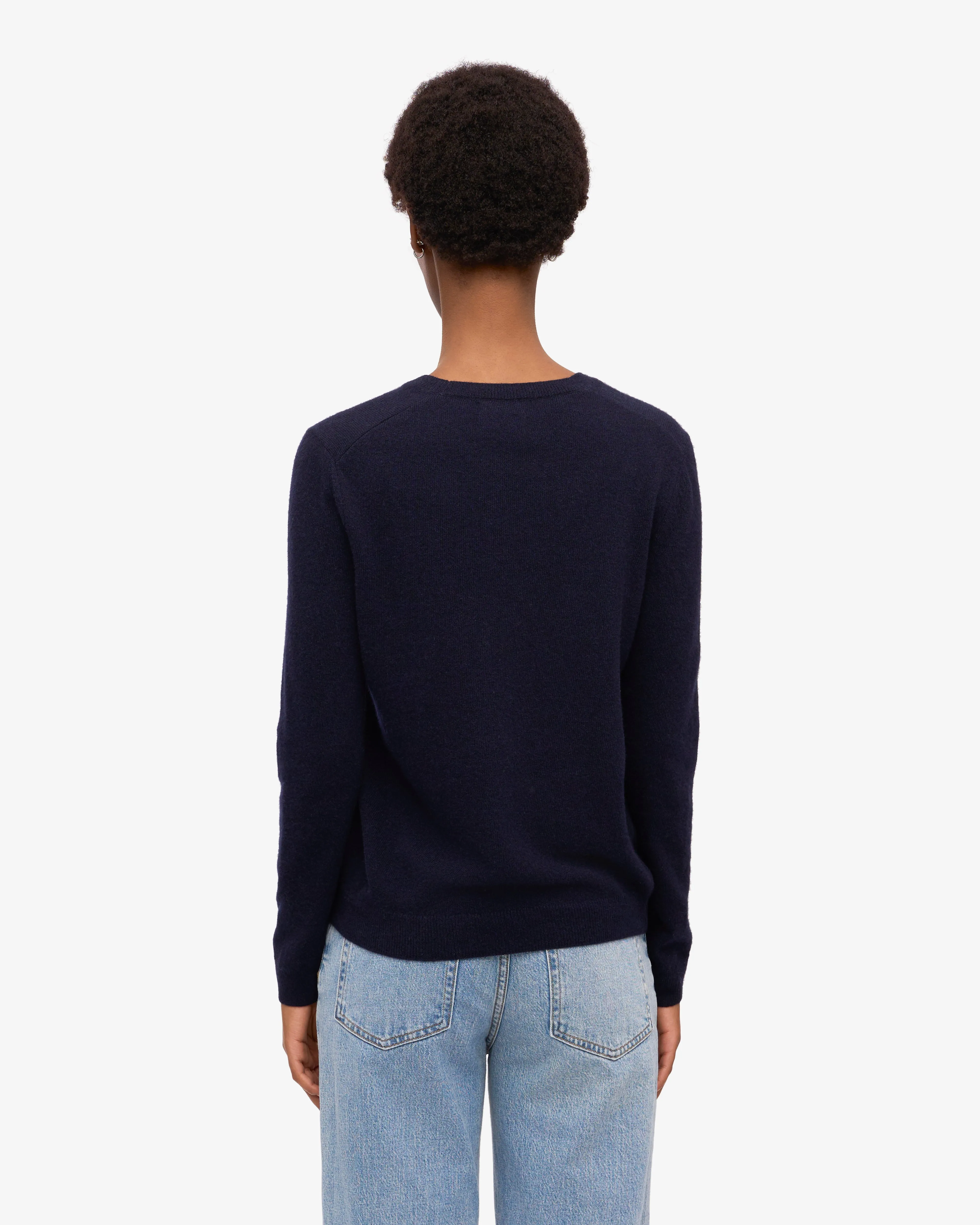 Women Light Merino Wool Crew - Navy Blue