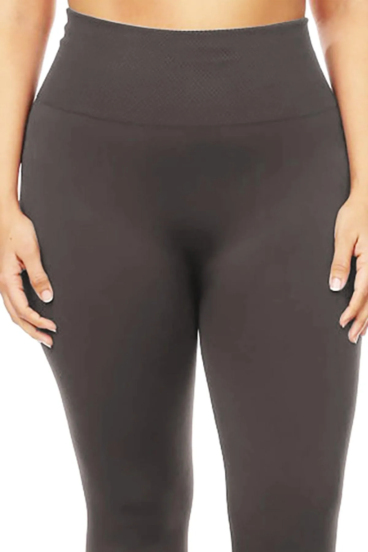 Women's Plus Size Banded Waist Full length Leggings with Fleece Lining Pack of 2