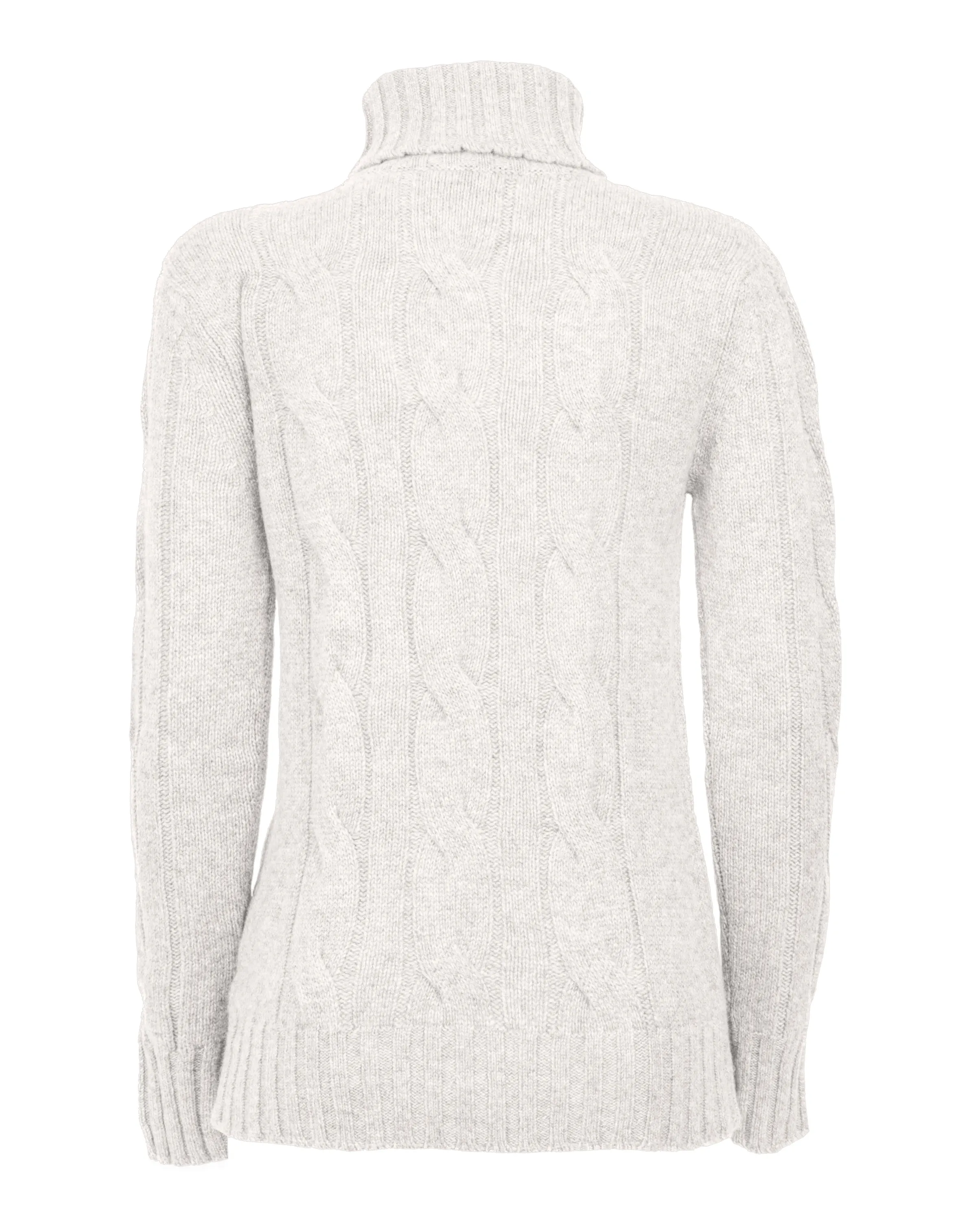 Women's Pure Cashmere Cable Knit Turtleneck Sweater Off White