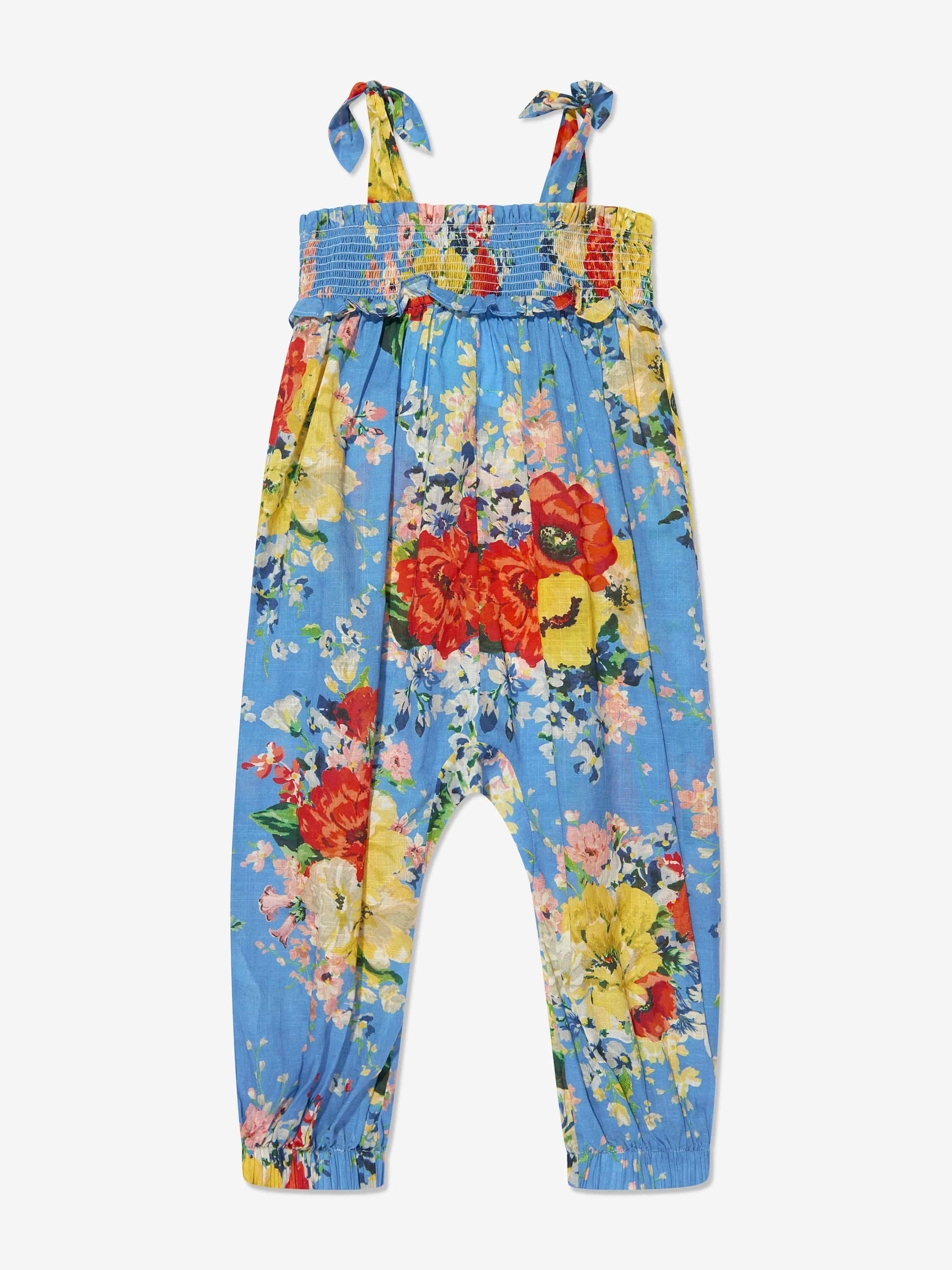 Zimmermann Girls Alight Shirred Jumpsuit in Blue